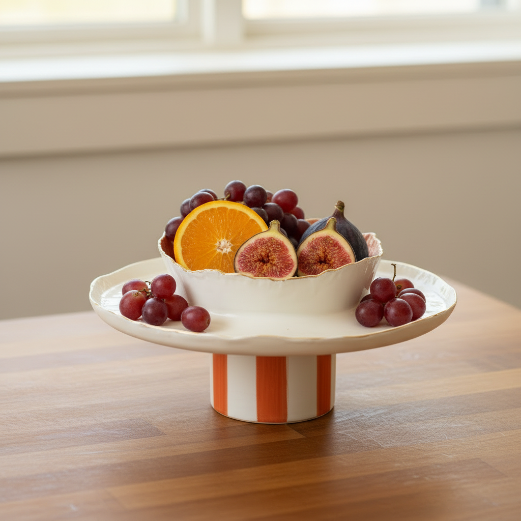 Circus Large Nested Platter- Orange Stripes