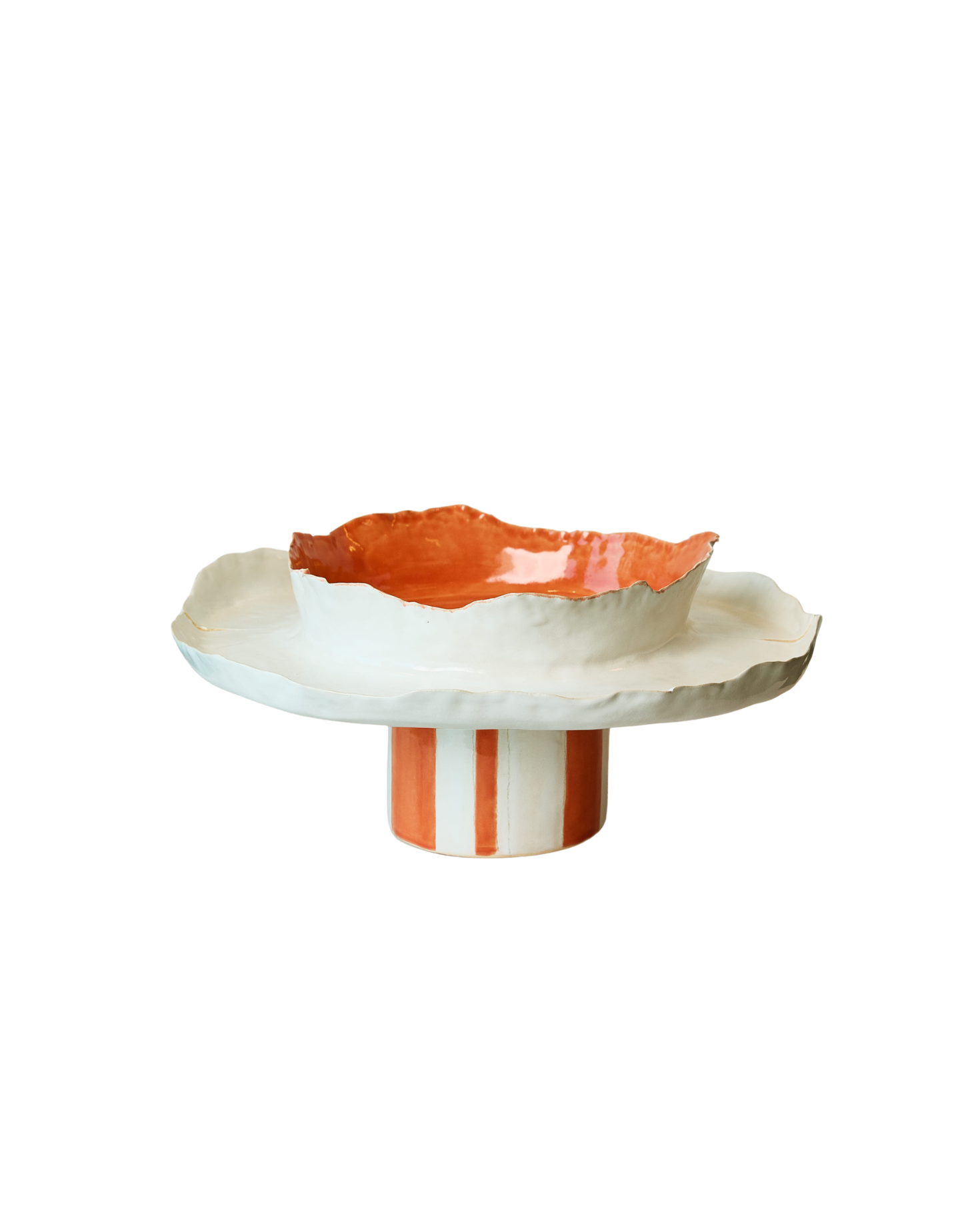 Circus Large Nested Platter- Orange Stripes