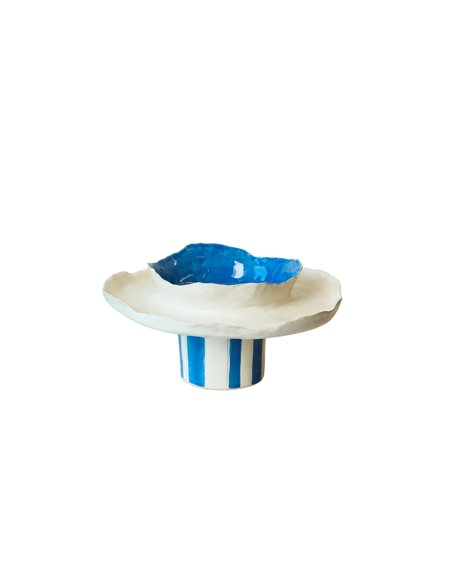 Circus Elevated Medium Nested Platter- Blue Stripes