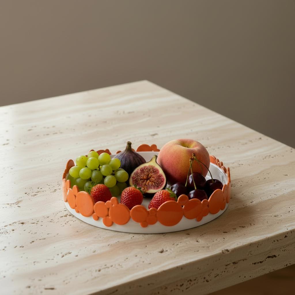 Circus Large Platter- Orange Circles