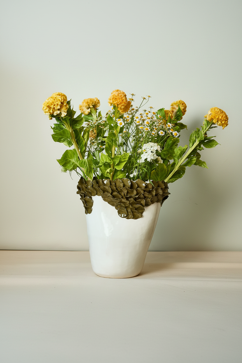 Florets Vase - Olive Green petals