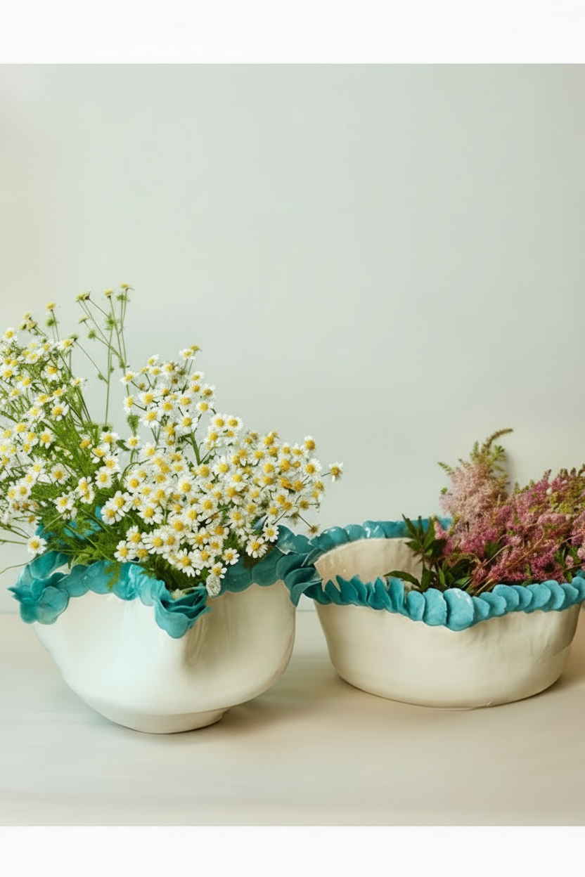 Florets Vase  2 - Aqua Blue petals
