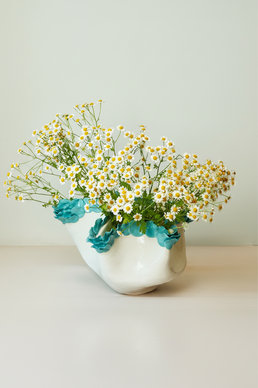 Florets Vase  1 - Aqua Blue petals