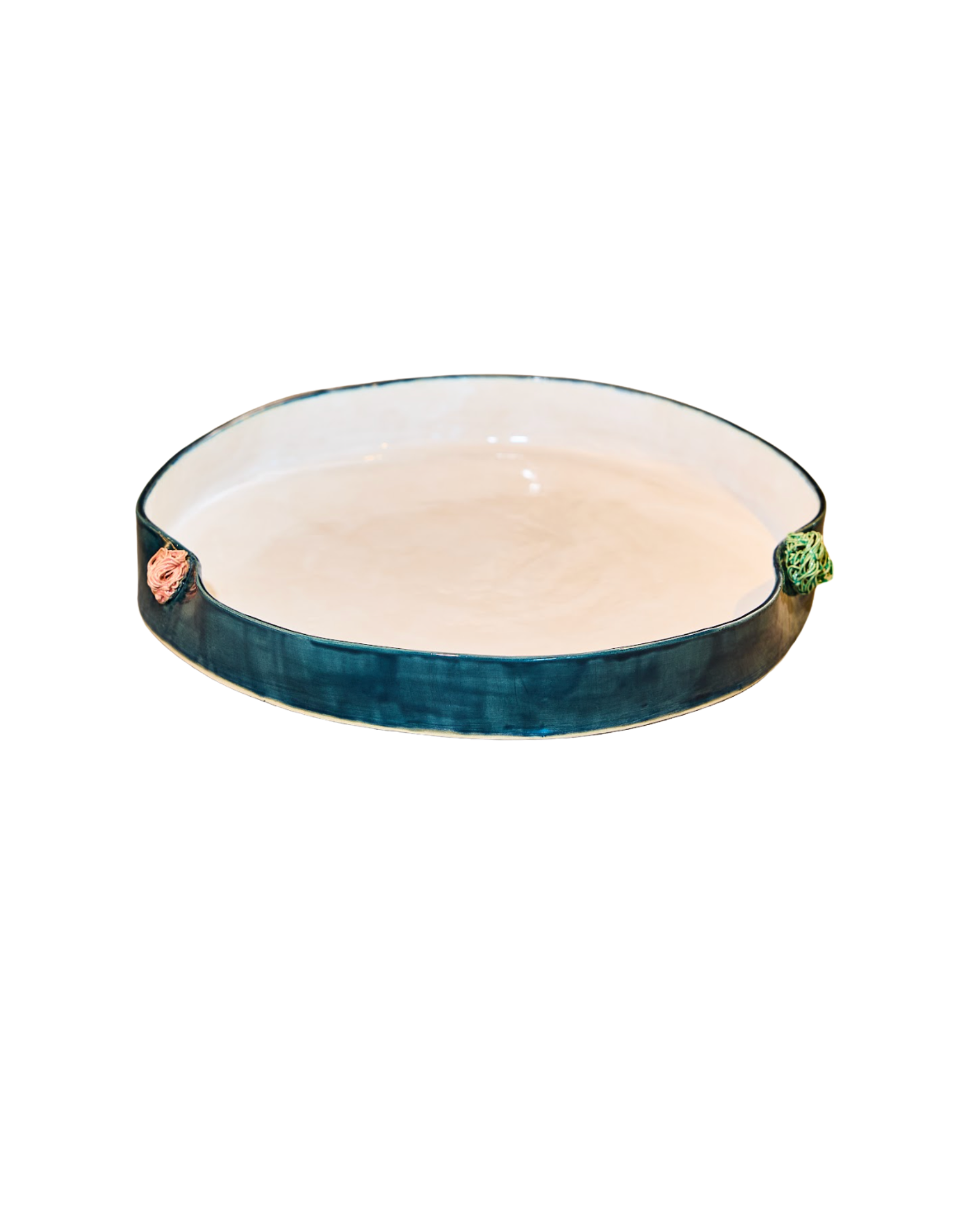 Pompons Large Serving Platter - Teal Blue