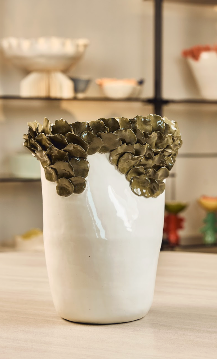 Florets Vase - Olive Green petals